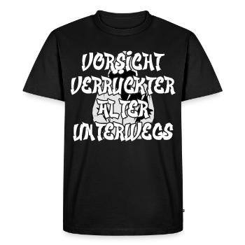 Attention aux vieux fous sur la route - T-shirt Premium bio Homme - noir - Devant - Nico (187cm)
