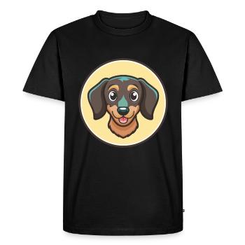 Miniature Teckel Chien Race Drôle Dessin Animé Kawaii - T-shirt Premium bio Homme - noir - Devant - Nico (187cm)