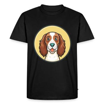 Irlandais Setter Rouge Et Blanc Chien Race Dessin animé drôle - T-shirt Premium bio Homme - noir - Devant - Nico (187cm)