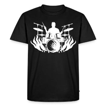 Dessin du batteur - T-shirt Premium bio Homme - noir - Devant - Nico (187cm)