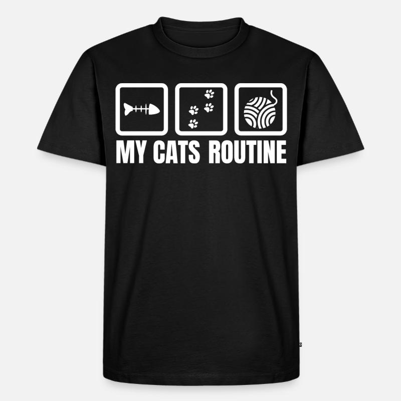 Routine meiner Katze - Männer Premium Bio T-Shirt - Schwarz