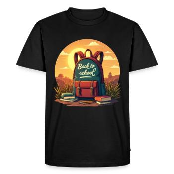Back to School, Backpack and Books - Men's Premium Organic T-Shirt - black - Front - Nico (187cm)