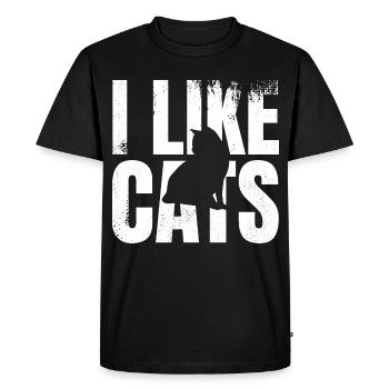 I like cats - Men's Premium Organic T-Shirt - black - Front - Nico (187cm)
