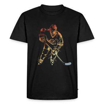 Joueur de hockey sur glace style rétro - T-shirt Premium bio Homme - noir - Devant - Nico (187cm)