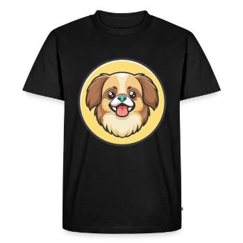 Épagneul tibétain chien race dessin animé Kawaii Clipart - T-shirt Premium bio Homme - noir - Devant - Nico (187cm)
