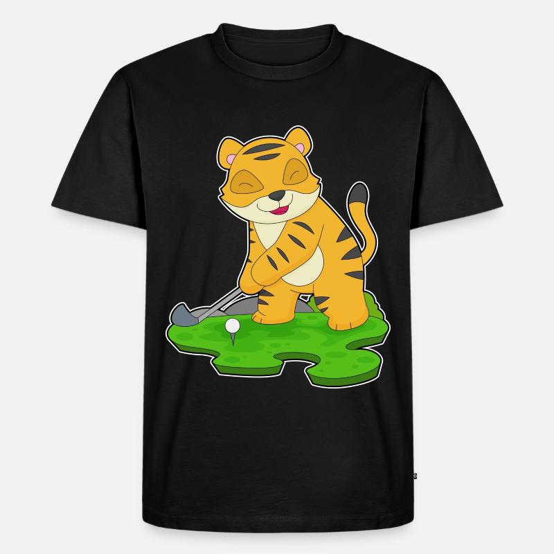 Tiger Golf Golfschläger - Männer Premium Bio T-Shirt - Schwarz