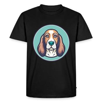 Basset Fauve De Bretagne Dog Breed Cartoon Kawaii - Men's Premium Organic T-Shirt - black - Front - Nico (187cm)