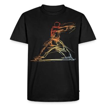 Karateka Line Sketch Retro - Men's Premium Organic T-Shirt - black - Front - Nico (187cm)