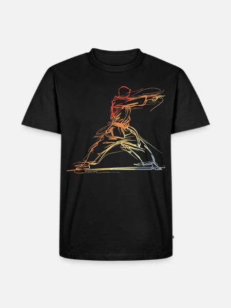 Karateka Line Sketch Retro - Men's Premium Organic T-Shirt - black