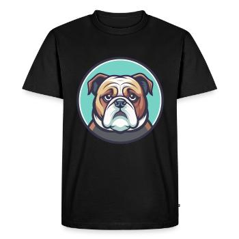 Bouledogue continental Chien race Drôle Dessin animé Kawaii - T-shirt Premium bio Homme - noir - Devant - Nico (187cm)