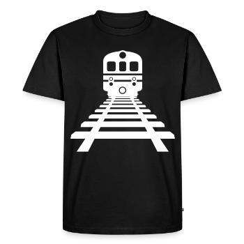 Railway Drawing - Men's Premium Organic T-Shirt - black - Front - Nico (187cm)
