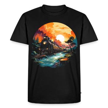 Portrait ferroviaire - T-shirt Premium bio Homme - noir - Devant - Nico (187cm)
