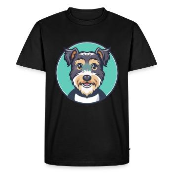 Lucas Terrier Chien Race Dessin animé Kawaii Clipart Animal de compagnie - T-shirt Premium bio Homme - noir - Devant - Nico (187cm)