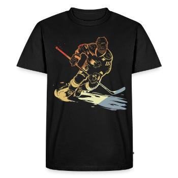 Joueur de hockey sur glace croquis rétro - T-shirt Premium bio Homme - noir - Devant - Nico (187cm)