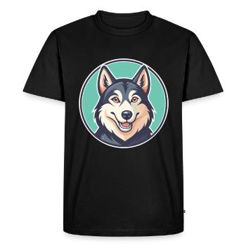 Chien Inuit du Nord Race Dessin animé Kawaii Clipart - T-shirt Premium bio Homme - noir - Devant - Nico (187cm)