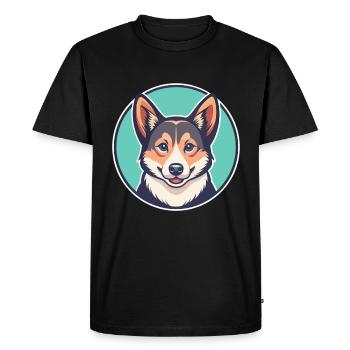 Norvégien Lundehund Race de chien Drôle Dessin animé Kawaii - T-shirt Premium bio Homme - noir - Devant - Nico (187cm)