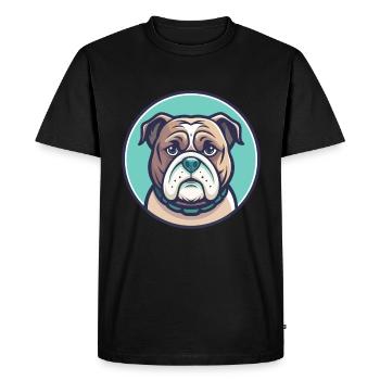Vieux bouledogue anglais chien race drôle dessin animé Kawaii - T-shirt Premium bio Homme - noir - Devant - Nico (187cm)