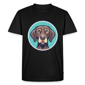 Pudelpointer Dog Breed Cartoon Kawaii Clipart Pet - Men's Premium Organic T-Shirt - black - Front - Nico (187cm)