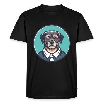 Portuguese Watchdog Dog Breed Funny Cartoon Kawaii - Men's Premium Organic T-Shirt - black - Front - Nico (187cm)