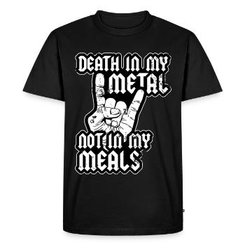 La mort dans mon métal Pas dans mes repas Végétarien Végétalien - T-shirt Premium bio Homme - noir - Devant - Nico (187cm)