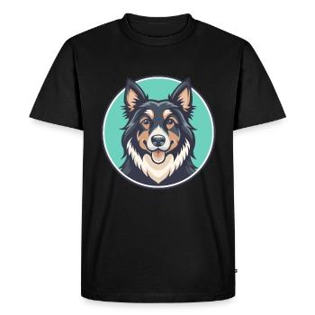 Romanian Raven Shepherd Dog Breed Cartoon Kawaii - Men's Premium Organic T-Shirt - black - Front - Nico (187cm)