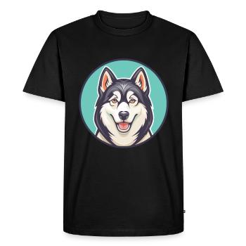 Husky sibérien chien race dessin animé Kawaii Clipart - T-shirt Premium bio Homme - noir - Devant - Nico (187cm)