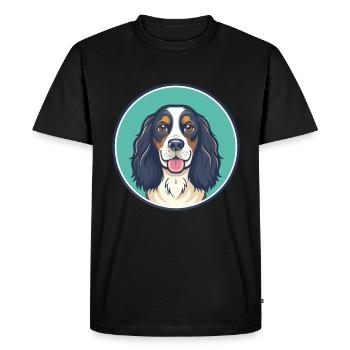 Russian Spaniel Dog Breed Cartoon Kawaii Clipart - Men's Premium Organic T-Shirt - black - Front - Nico (187cm)