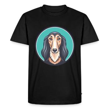 Saluki Chien Race Dessin animé Kawaii Clipart Animal Animal de compagnie - T-shirt Premium bio Homme - noir - Devant - Nico (187cm)