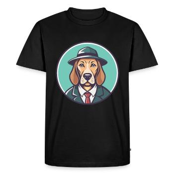 Sleuth Hound Dog Breed Cartoon Kawaii Clipart Pet - Men's Premium Organic T-Shirt - black - Front - Nico (187cm)