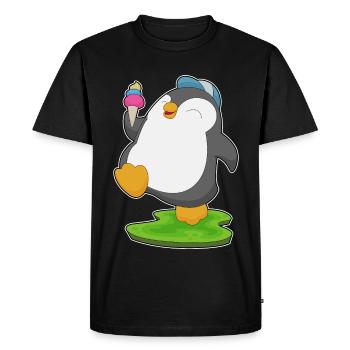 Glace gaufre pingouin - T-shirt Premium bio Homme - noir - Devant - Nico (187cm)