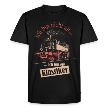 vieille locomotive à voie étroite dictons ferroviaires saxons - T-shirt Premium bio Homme - noir - Devant - Nico (187cm)