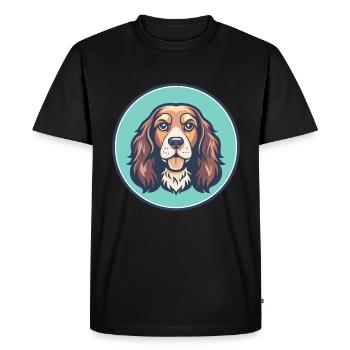 Sussex Spaniel Dog Breed Cartoon Kawaii Clipart - Men's Premium Organic T-Shirt - black - Front - Nico (187cm)