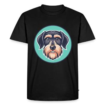Wirehaired Dachshund Dog Breed Cartoon Kawaii Pet - Men's Premium Organic T-Shirt - black - Front - Nico (187cm)