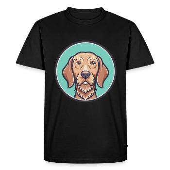 Wirehaired Vizsla Dog Breed Cartoon Kawaii Clipart - Men's Premium Organic T-Shirt - black - Front - Nico (187cm)