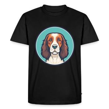 Welsh Springer Spaniel Chien Race Dessin Animé Kawaii - T-shirt Premium bio Homme - noir - Devant - Nico (187cm)