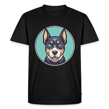 Treeing Cur Dog Breed Funny Cartoon Kawaii Clipart - Men's Premium Organic T-Shirt - black - Front - Nico (187cm)