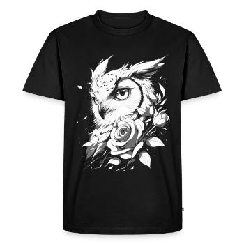 hibou Rose esthétique florale oiseau de nuit cadeau d’oiseau - T-shirt Premium bio Homme - noir - Devant - Nico (187cm)