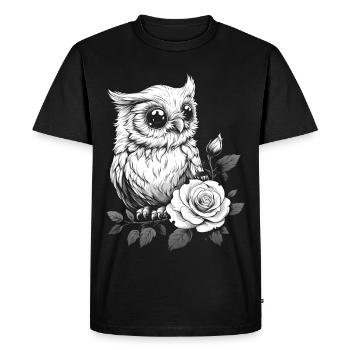 Night Owl Rose Floral Aesthetics Owl Bird Gift - Men's Premium Organic T-Shirt - black - Front - Nico (187cm)