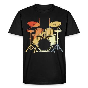 Drum Set Vintage Look - Men's Premium Organic T-Shirt - black - Front - Nico (187cm)