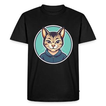 Asian Cat Breed Cartoon Kawaii Animal Pet - Men's Premium Organic T-Shirt - black - Front - Nico (187cm)