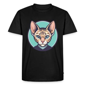 German Rex Cat Breed Cartoon Kawaii Animal Pet - Men's Premium Organic T-Shirt - black - Front - Nico (187cm)