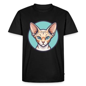 Devon Rex Cat Breed Cartoon Kawaii Animal Pet - Men's Premium Organic T-Shirt - black - Front - Nico (187cm)