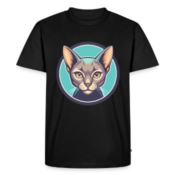 Chat bleu russe race dessin animé Kawaii animal de compagnie - T-shirt Premium bio Homme - noir - Devant - Nico (187cm)
