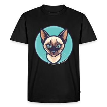 Chat Siamois Race Dessin Animé Kawaii Animal Pet - T-shirt Premium bio Homme - noir - Devant - Nico (187cm)