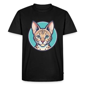 Savannah Cat Breed Cartoon Kawaii Animal Pet - Men's Premium Organic T-Shirt - black - Front - Nico (187cm)