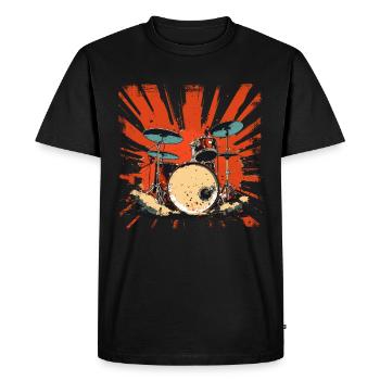 Retro Drums Graphic - Men's Premium Organic T-Shirt - black - Front - Nico (187cm)