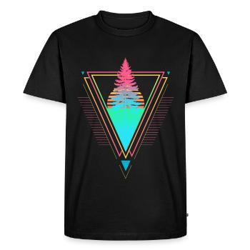 Tannenbaum Vaporwave Synthwave 90s 80s sunset - Men's Premium Organic T-Shirt - black - Front - Nico (187cm)