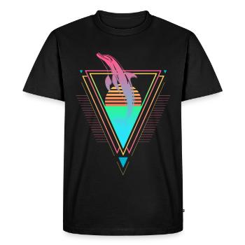 Delfin Vaporwave Synthwave 90s 80s sunset - Men's Premium Organic T-Shirt - black - Front - Nico (187cm)