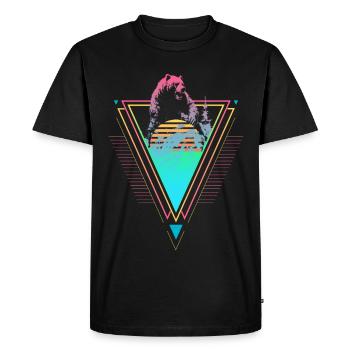 Kodiakbär Vaporwave Synthwave 90s 80s sunset - Men's Premium Organic T-Shirt - black - Front - Nico (187cm)
