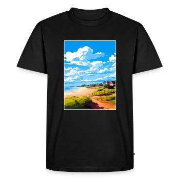 Suffolk Coast Heaths voyage affiche souvenir WPA - T-shirt Premium bio Homme - noir - Devant - Nico (187cm)